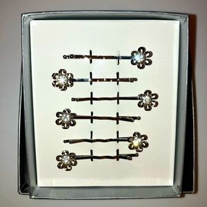 90s / Y2K 🌼 Large Dressy Glitzy Glam Floral Bobby Pins | Hair Accessories *NEW*